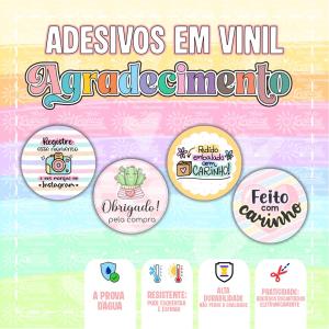 Adesivos em Vinil 4x4 de Agradecimento Prova DÁgua Adesivo em Vinil 4x4 4x0 Brilho Redondo 