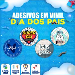 Adesivos em Vinil 4x4 Dia dos Pais Adesivo Vinil a Prova dágua 4x4 4x0 Brilho Redondo 