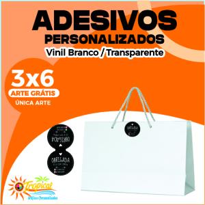 Lacre de Sacola 3x6 A prova D´água Vinil Branco ou Transparente 3x6 Colorido Brilho ou Fosco Corte quadrado, redondo ou Especial Mesma Arte Para a Quantidade Solicitada