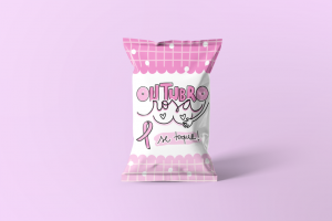 Bala Personalizadas - Tema Outubro Rosa Vinil Branco 7x7 4x0   Quantidade Sortida no tema