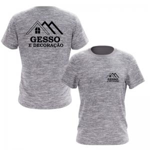 Camisa Cinza Mesclado Personalizada Poliéster 30x40 Estampa frente ou frente e costas Brilho  