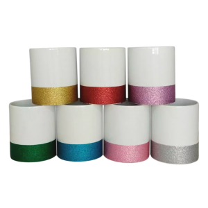Caneca Branca com base de Glitter Personalizada Cerâmica 21x9,5 Colorido  Brilho 