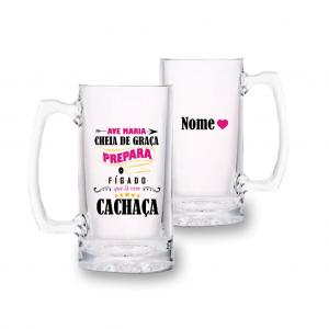 Caneca de Chopp Grande Personalizada Vidro 21x9,5 Colorido  Brilho 475ml