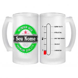 Caneca de Chopp Jateada Grande Personalizada Vidro 21x9,5 Colorido  Brilho 475ml