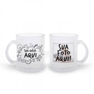 Caneca de Chopp Jateada pequena Personalizada Vidro 21x9,5 Colorido  Brilho 325ml