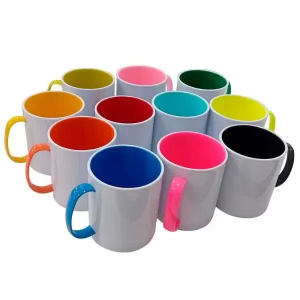 Caneca de Polimero interior e alça colorido Personalizada Polimero 21x9,5 Colorido  Brilho 