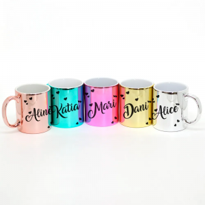 Caneca Metalizada Personalizada Cerâmica 21x9,5 Colorido  Brilho 