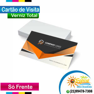Cartões de Visita impressão So Frente Couchê 250gr 9x5 Frente colorido Verniz Total Corte Reto ou cantos arredondados opção com Furo de 3mm
