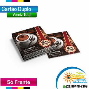 Cartões Duplo Impressão so Frente Couchê 10x9, Frente colorido ou Frente e Verso Colorido Verniz Total Opções de Cantos Arredondados e Com Furo de 3mm.