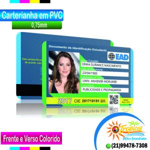 Carterinha em PVC - Frente e Verso PVC 0,75mm 5.4x8.56 4x0 ( impressão somente Frente) Verniz total Corte Reto 
