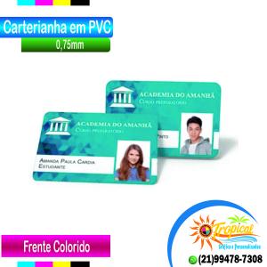 Carterinha em PVC só frente PVC 0,75mm 5.4x8.56 4x0 ( impressão somente Frente) Verniz total Corte Reto Sem Furo