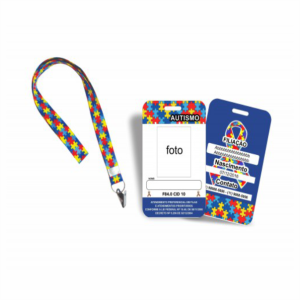 Cordão de Autismo+ Crachá PVC 0,75mm 5.4x8.56 4x4 Verniz Total Corte Reto Cordão de Autismo
