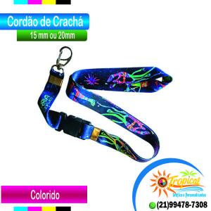Cordão de Crachá com Fecho e Mosquetão Personalizado Poliéster 900x15mm   Reto 