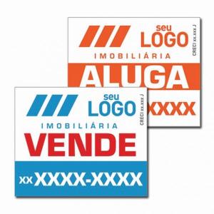 Placa de PVC Aluga-se vende-se PVC 1mm 40x50cm 4x0 Brilho ou Fosco Corte reto aplicação de ilhos