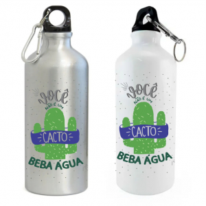 Squeeze 500ml tampa Mosquetão Aluminio Personalizado 4x0 ( impressão somente Frente) Brilho  